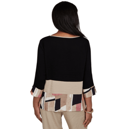 Petite Alfred Dunner Travel Advisory Spliced Patchwork Blouse