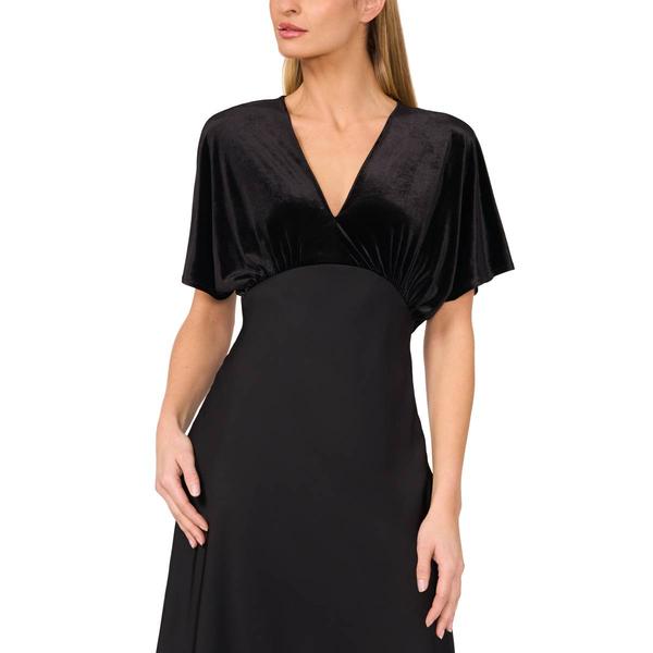 Womens MSK Dolman Sleeve Velvet & Satin V-Neck Gown