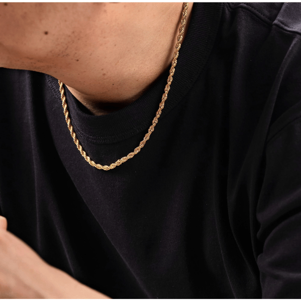 Mens Lynx Gold-Tone Ion Plated 4mm Rope Chain Necklace
