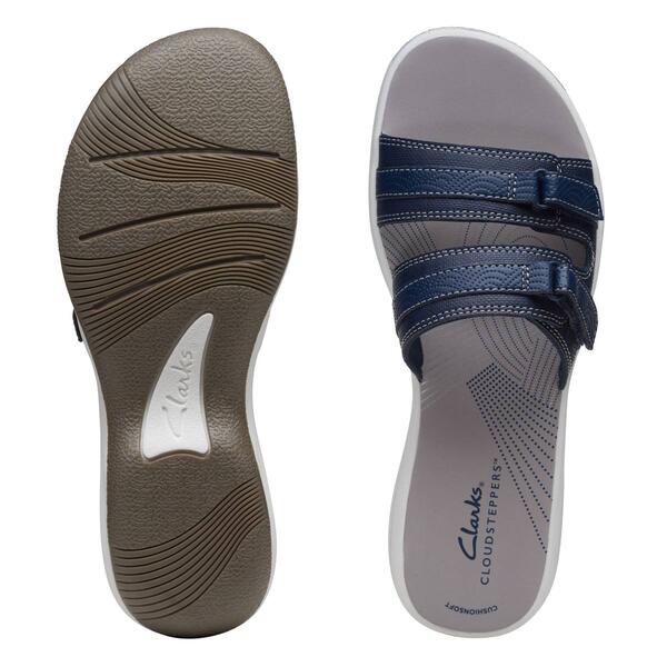 Womens Clarks&#174; Breeze Piper Navy Slide Sandals