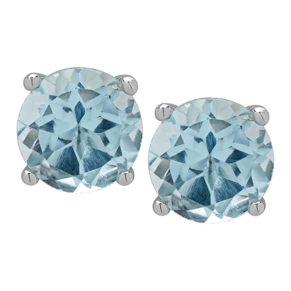 Gianni Argento Sterling Silver Blue Topaz 6mm Round Stud Earrings - image 