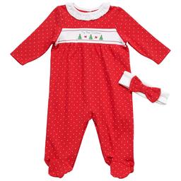 Baby Girl (NB-9M) Little Me(R) My First Christmas Footie Jumpsuit