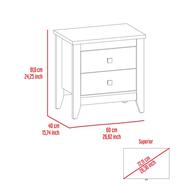 FM FURNITURE Breeze 2-Drawer Nightstand