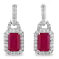 Gemstone Classics™ Silver Created Ruby White Sapphire Earrings - image 2