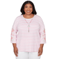Plus Size Alfred Dunner Classics 3/4 Floral Sleeve Stripe Blouse - image 1