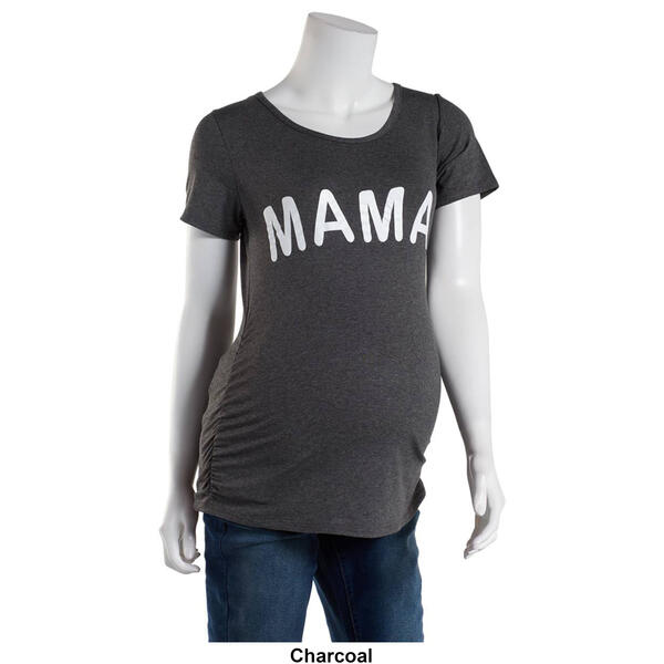 Womens Due Time Short Sleeve Ruched Mama Maternity Tee