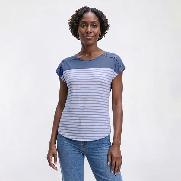 Womens Tru Self Dolman Sleeve Color Bock Stripe Tee - image 