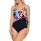 Womens Christina Blue Floral Print Side Tie One Piece Swimsuit - image 1