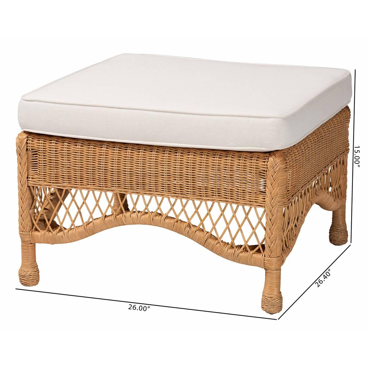 bali & pari Brooklyn Bohemian Honey Rattan Ottoman Stool