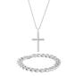 Mens Lynx Stainless Steel Curb Chain Cross Pendant & Bracelet Set - image 1