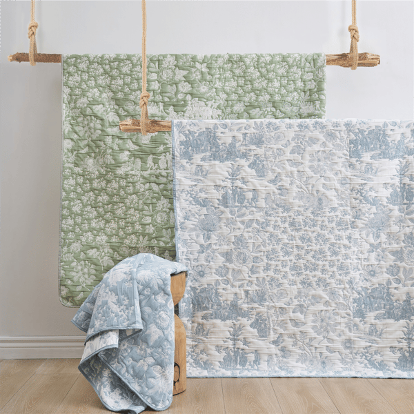 Greenland Home Fashions™ Blue Toile Classic Floral Throw Blanket