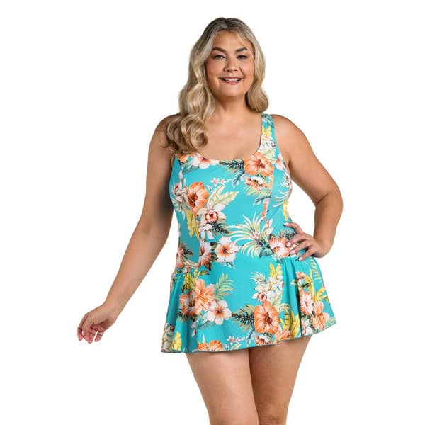Plus Size Maxine Botanical Essence Princess Seam Swimdress