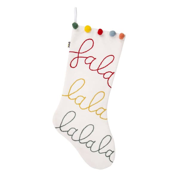 National Tree 20in. Falala White Embroidered Stocking - image 