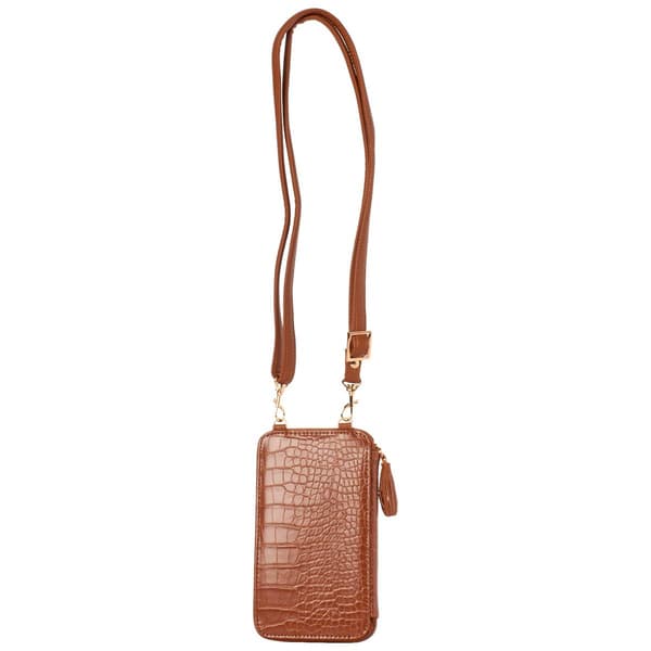 Womens Julia Buxton Everywhere Crossbody Wallet - Camel Croco