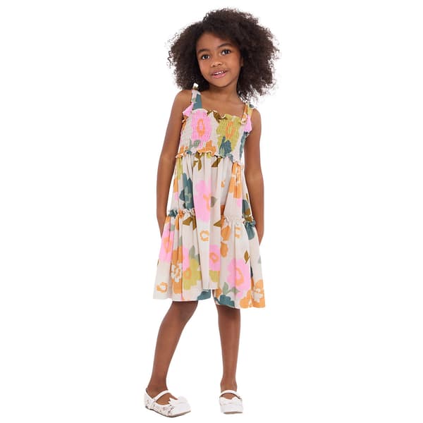 Girls &#40;7-16&#41; Bonnie Jean Sleeveless Smocked Bodice Floral Dress
