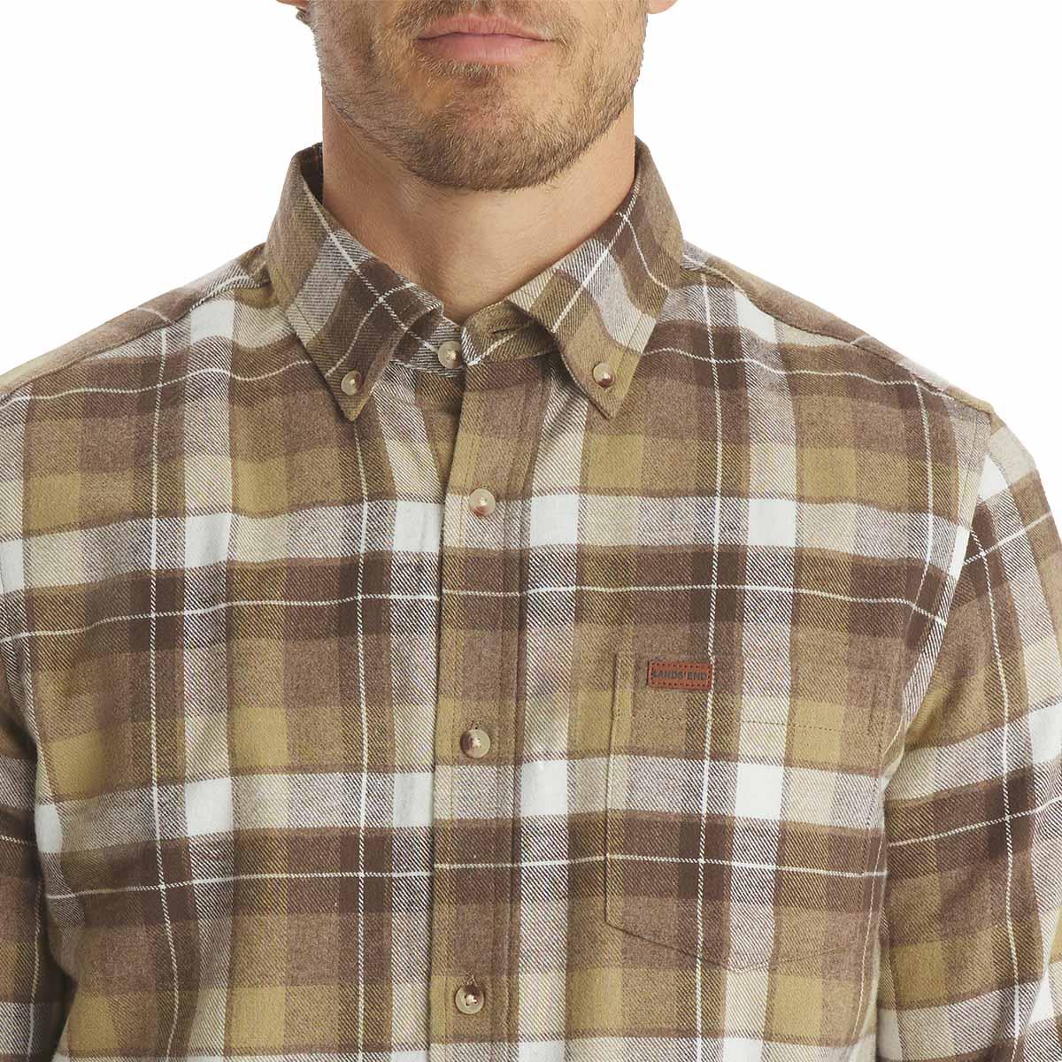 Mens LANDS’ END® Campside Flannel Shirt - Cocoa