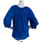 Womens Absolutely Famous 3/4 Sleeve Tie Neck Top w/Lace Trim - image 2