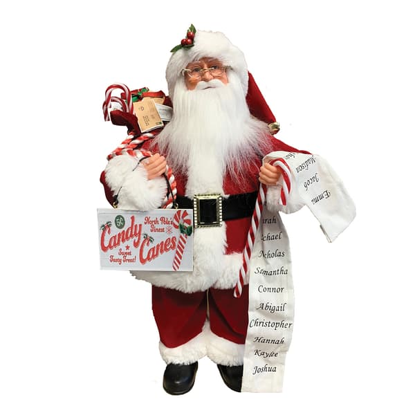 Santa's Workshop 15in. Candy Cane Claus - image 