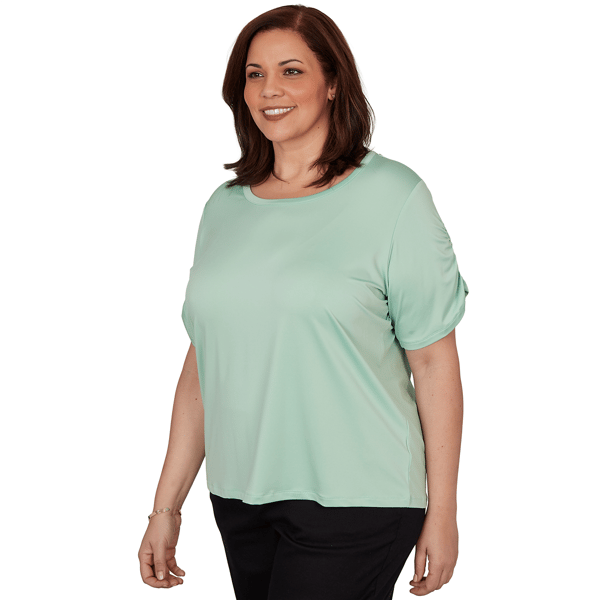 Plus Size Emaline Verde Grove II Short Ruch Sleeve Blouse