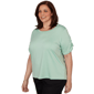 Plus Size Emaline Verde Grove II Short Ruch Sleeve Blouse - image 2