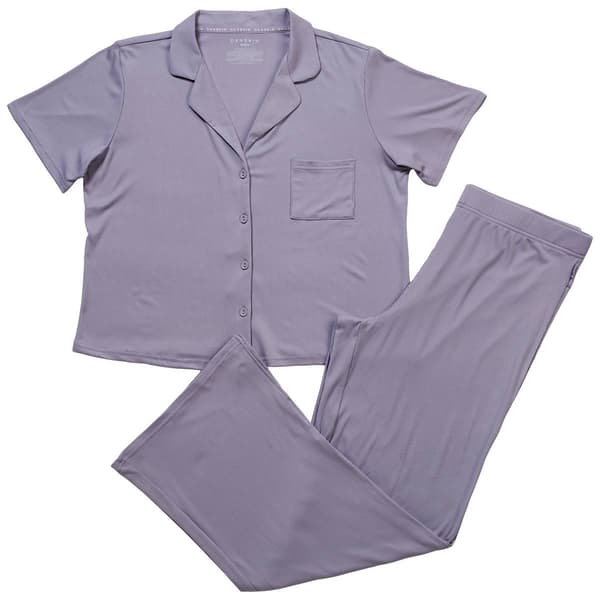 Womens Danskin Short Sleeve Solid Rib Pajama Set