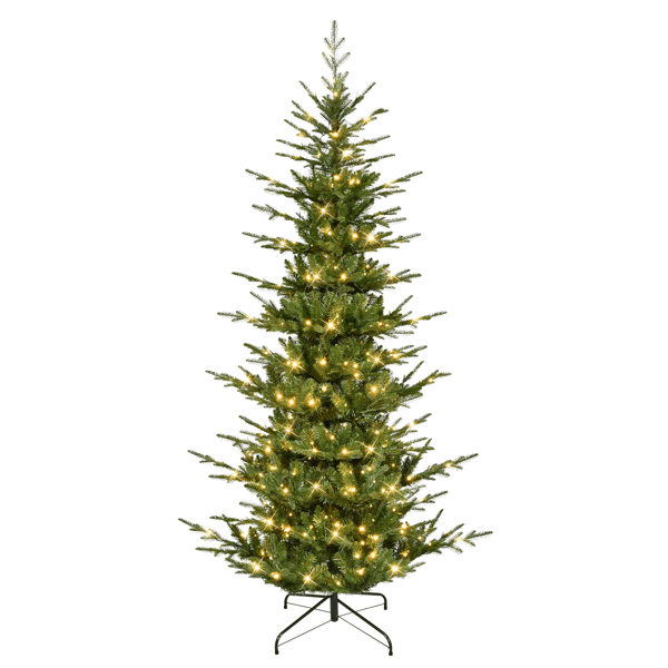 Puleo International 7.5ft. Pre-Lit Slim Hillside Spruce Tree