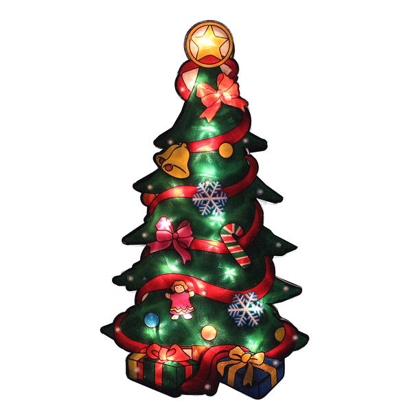 Northlight Seasonal Christmas Tree w/Presents Window Silhouette - image 