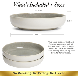 Sango Resona Moss/Cream Large Ceramic Serving Bowl - Set of 2