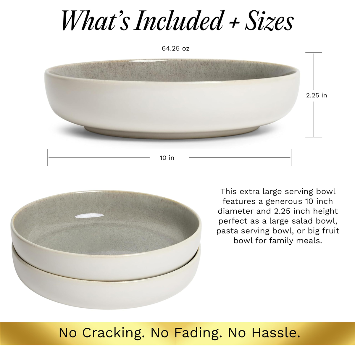 Sango Resona Moss/Cream Large Ceramic Serving Bowl - Set of 2