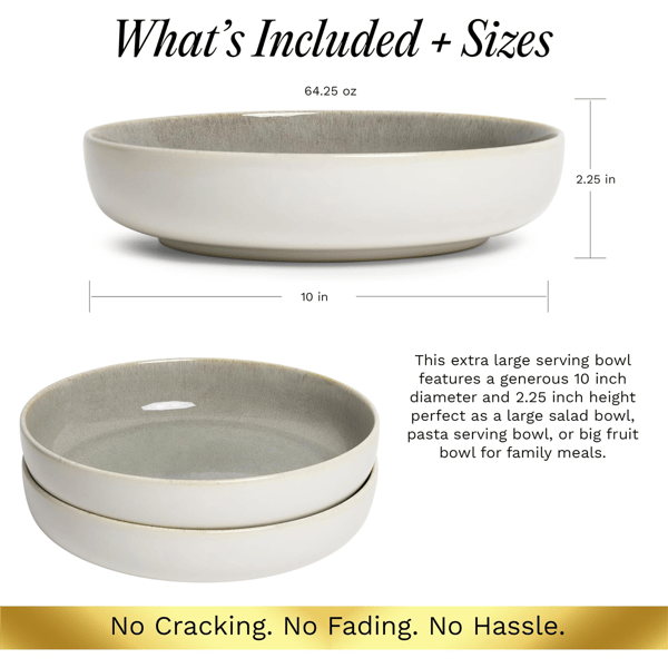 Sango Resona Moss/Cream Large Ceramic Serving Bowl - Set of 2