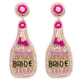 Bridal Seed Bead Pink & White Bride Bottle Drop Earrings