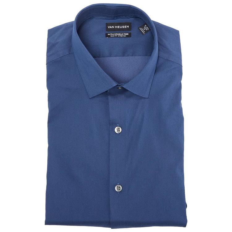 Mens Van Heusen(R) Wrikle Free Slim Fit Dress Shirt - Navy Depths