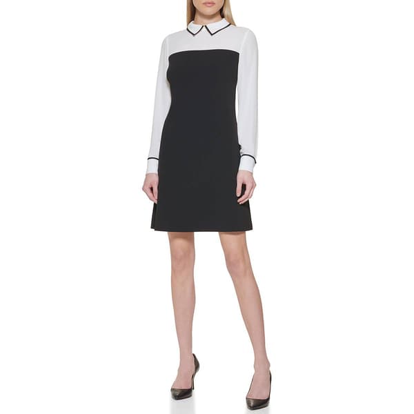Womens Tommy Hilfiger Long Sleeve Mixed Media 2Fer A-Line Dress - image 