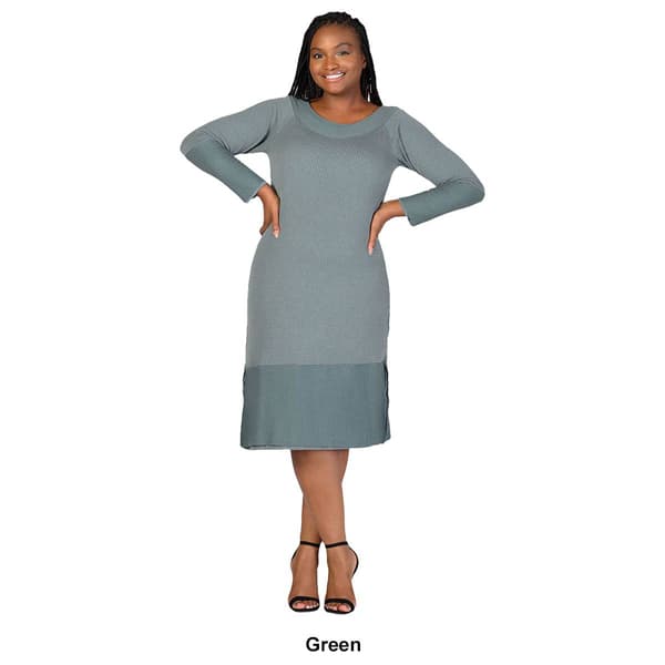 Plus Size 24/7 Comfort Apparel Long Sleeve Sweater Dress