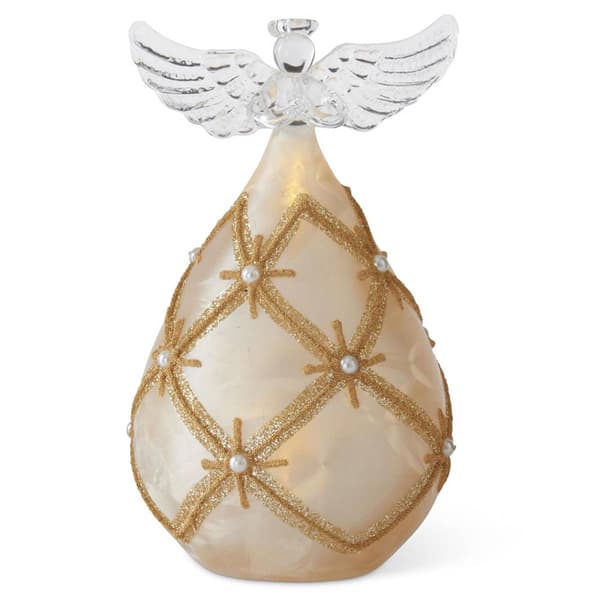 K&K Interiors 6.5in. LED Angel Heart with Timer - Gold/Pearl - image 