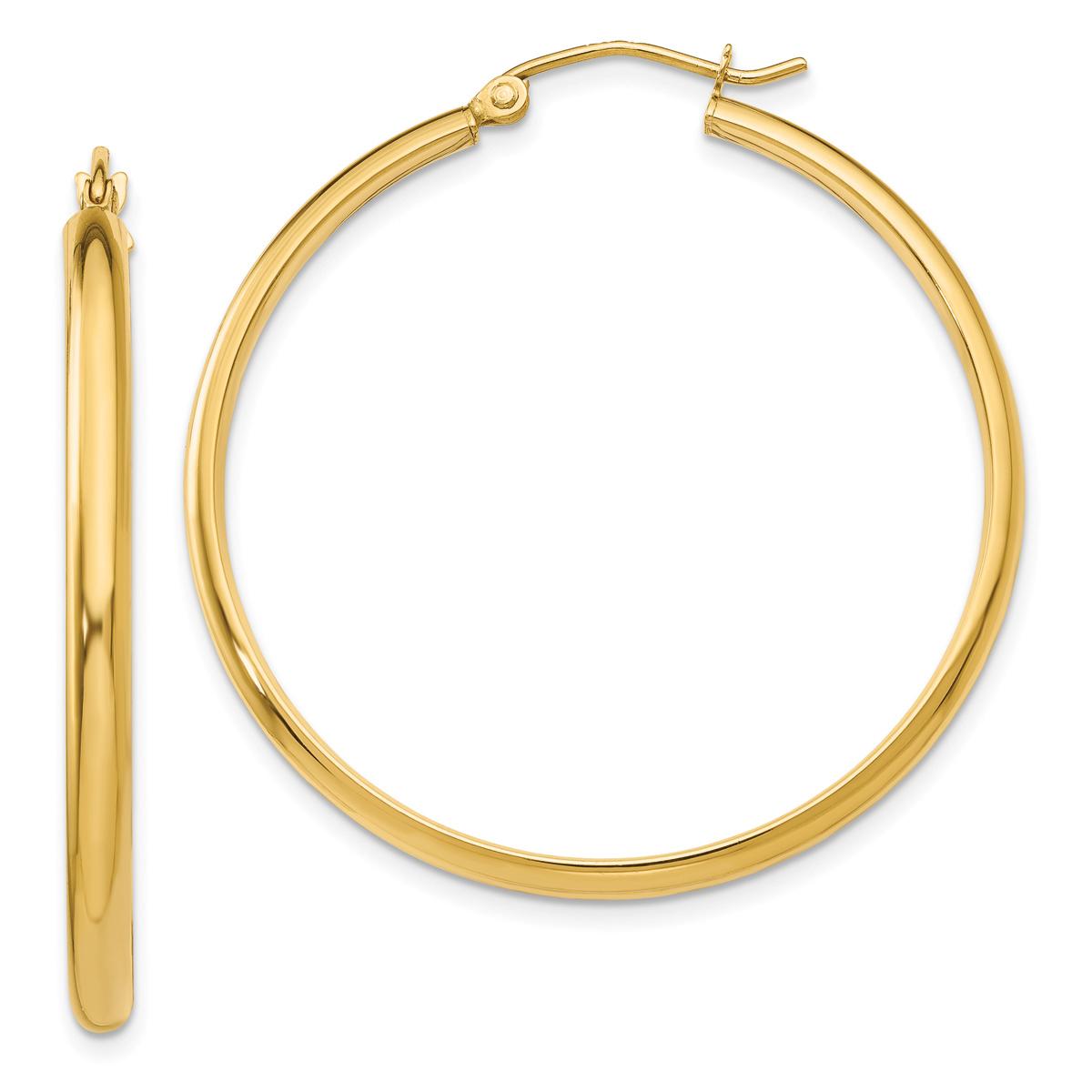 Gold Classics™ 37mm 14kt. Gold Polished Hoop Earrings