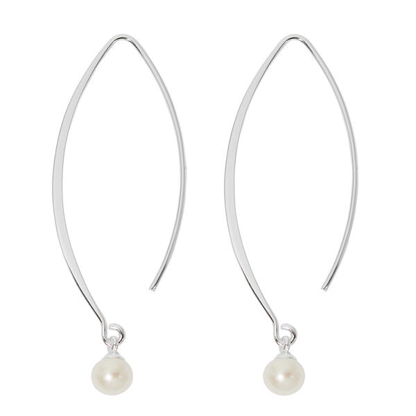 Danecraft Silver Plated 5mm Pearl Threader Earrings - image 