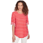 Petite Ruby Rd. Americana Chic Tapered Stripe Textured Tee - image 1