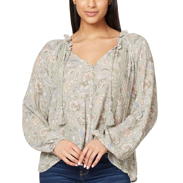 Juniors Wallflower Boho in Soho Gauze Peasant Blouse