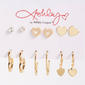 Ashley 6pr. Gold-Tone Heart Stud/Hoop Drop Earring Set - image 1