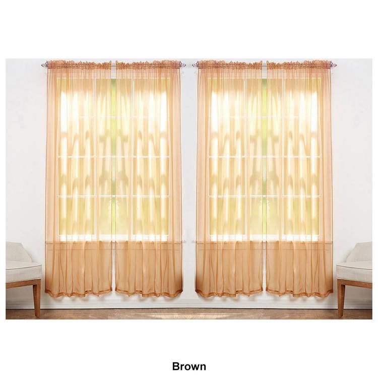 J&V Textiles Sheer Rod Pocket Curtain Panels