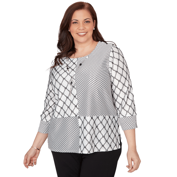 Plus Size Alfred Dunner Crowd Pleaser Spliced Diamond Textured T - image 