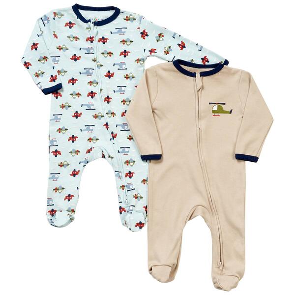 Baby Boy &#40;NB-9M&#41; Tales & Stories 2pk. Helicopter Sleepers - image 