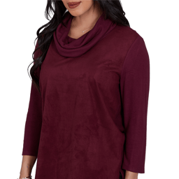 Womens Ruby Rd. English Countryside Cowl Neck Faux Suede Sweater