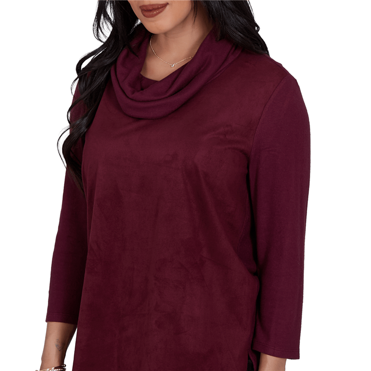Womens Ruby Rd. English Countryside Cowl Neck Faux Suede Sweater