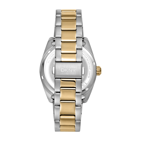 Mens DKNY Day Date Fluted Bezel Two-Tone Gold Watch-DK1G141M0075