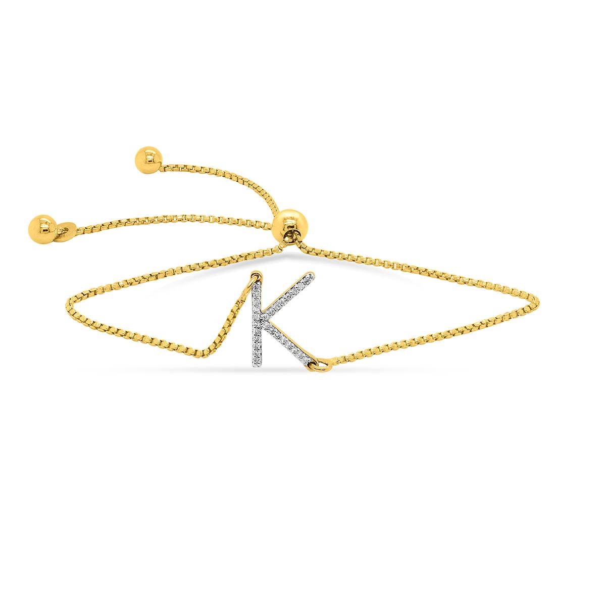 Nova Star® Lab Grown Diamond Initial K Gold Plated Bolo...