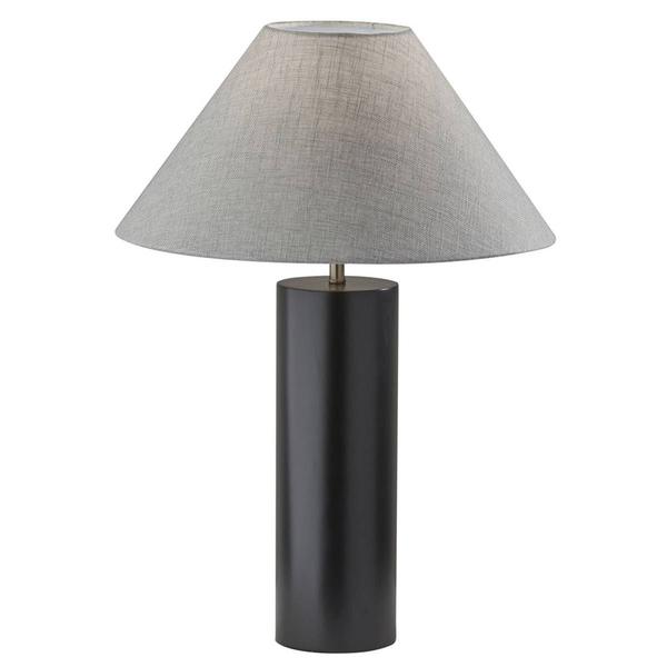 HomeRoots 25in. Canopy Black Wood Block Table Lamp