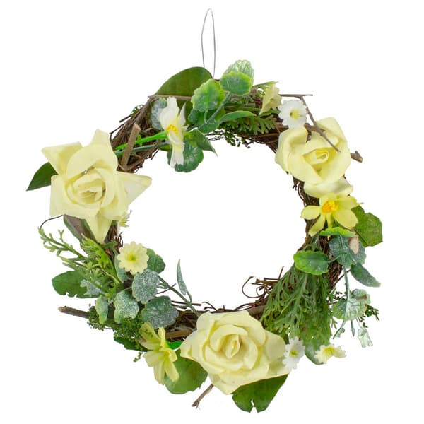 Northlight Seasonal Mini Rose and Foliage Spring Wreath - image 