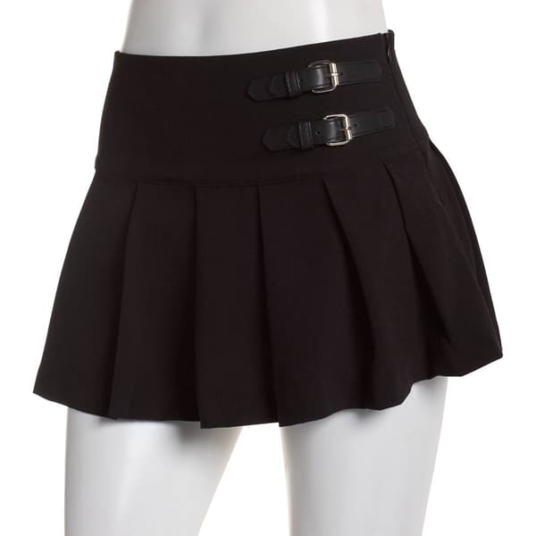 Juniors Love Tree Brush Pleated Skort with Faux Buckle